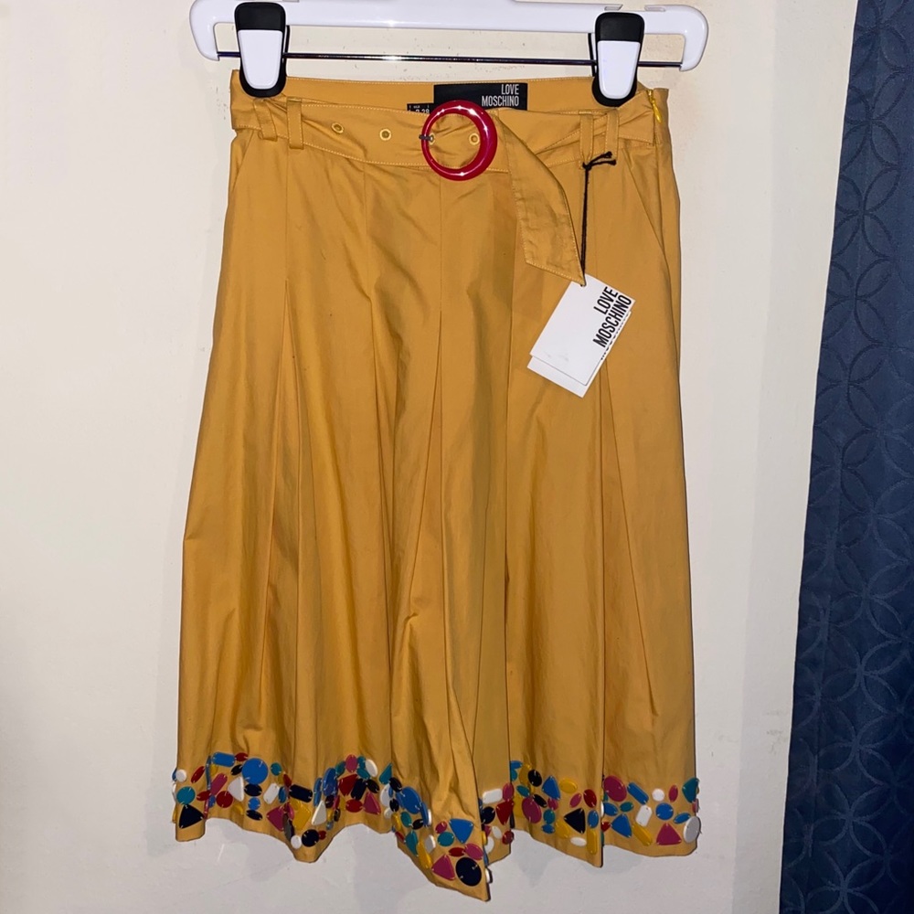 NWT Love Moschino Belted Beaded Flare Skirt